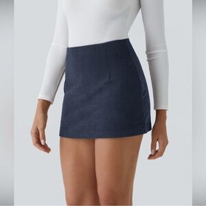 Halara High Waisted Invisible Zipper 2-in-1 A Line Mini Corduroy Casual Skirt